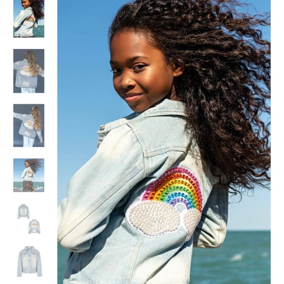 Lola + The Boys Rainbow Pearl Denim Jacket 8 - Picture 4 of 6